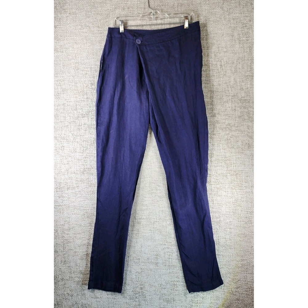 Liviana Conti Italy Single Button Linen Pants Trousers Womens 44 (30x37) Purple